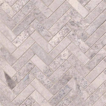 Silver Travertine - Herringbone