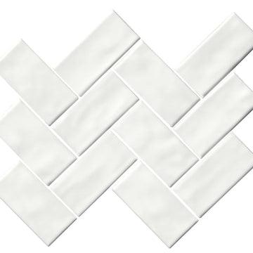 White Mosaic Herringbone