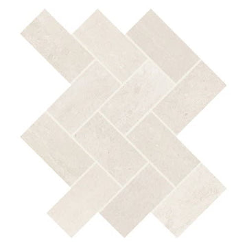 Aria White 2"x4" Herringbone