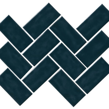 Dark Blue Mosaic Herringbone