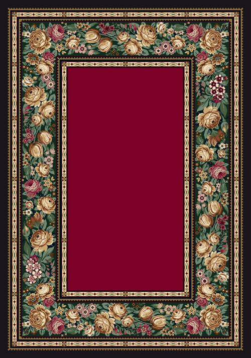 English Floral Rug-08000 Ruby