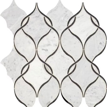 Carrara White/Black Ant Mirror Intertwining Arabesque