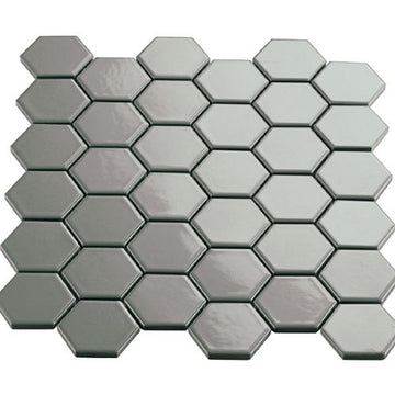 Grey Hexagon Mosaic 2"x2" Gloss