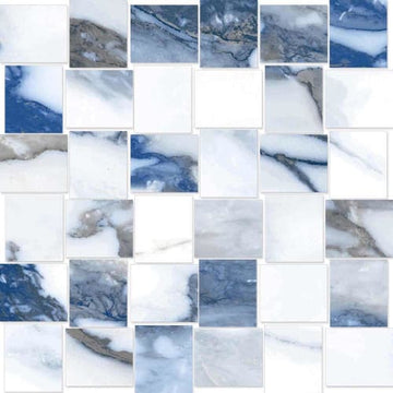 Blue Natural - Basketweave Mosaic
