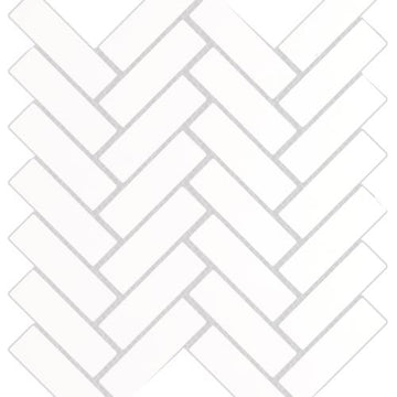 Pure White Polished Herringbone Mosaic 11" X 13"